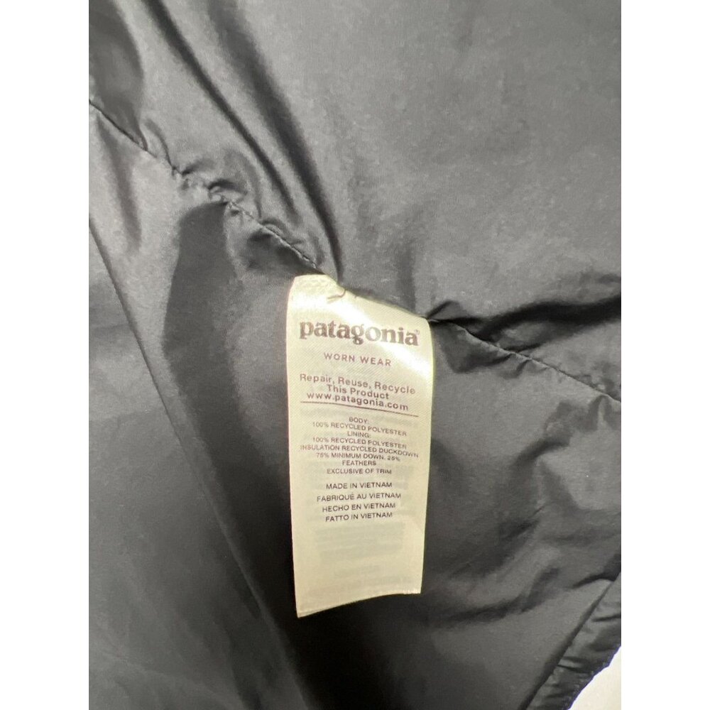 Patagonia Women’s Large Silent Down Parka Long Puffer Hooded Coat Black - Picture 5 of 14